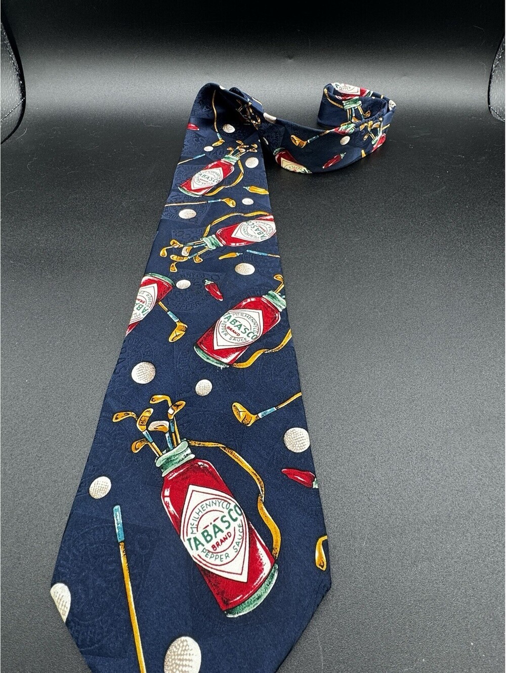 TABASCO NECK TIE GOLF Clubs Themed Made in the USA IMPORTED 100% SILK Vintage